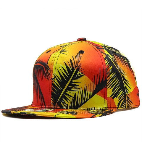 Gorra De Béisbol Snapback Visera Plana Ajustable Estampado Tropical Palmera Atardecer Estilo Hip Hop Para Hombres Mujeres