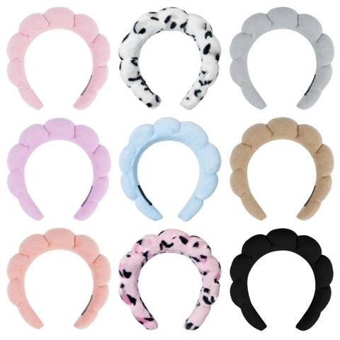 Cloud Sponge Padded Headband And Wristbands Coral Fleece Bow Hairband For Face Washing Makeup Spa Yoga Soft Thickened