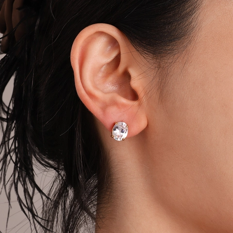Eenvoudige Roestvrijstalen Strass Oorknopjes Voor Dames 18K Verguld Geometrisch Hart Peer Waterdruppel Vorm Sieraden