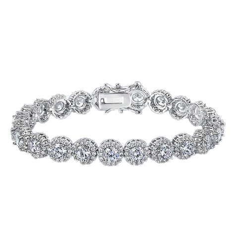 Hip Hop Kupfer Zirkonia Tennis Armband Für Herren Damen Iced Out Funkelnde Runde Stein Gliederkette Armband Schmuck