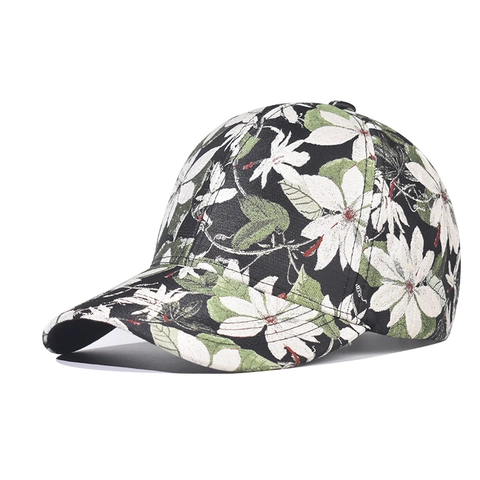 Floral Print Baseball Cap Cotton Polyester Adjustable Sun Protection Outdoor Vintage Style Hat For Women Men