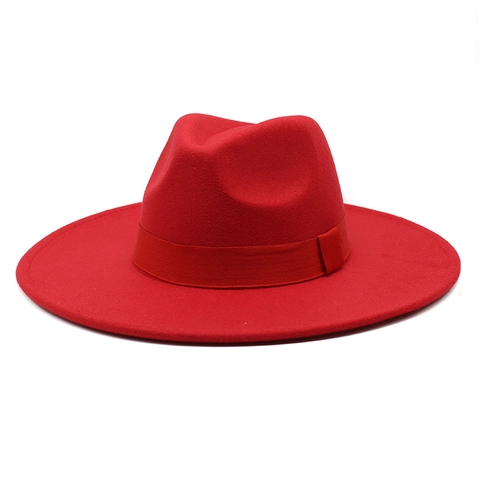 Retro Wide Brim Fedora Hat Wool Felt Jazz Style With Ribbon Band For Men Women Classic Solid Color Simple Fashion