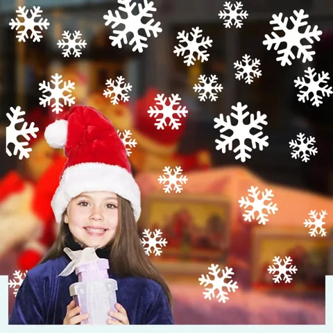 Adesivi Per Finestre Con Fiocchi Di Neve Di Natale Pellicola Statica In PVC Decalcomanie Per Decorazioni Per Porte In Vetro