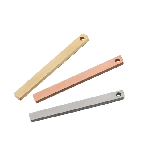 Stainless Steel Rectangular Bar Pendant Geometric Mirror Polished Metal Strip Charm For DIY Jewelry Making Blank Tag