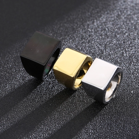 Minimalist Geometric Ring Stainless Steel Titanium Steel Square Hexagon Nut Shape Polished Fashion Jewelry