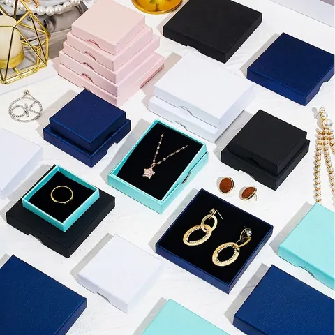 Minimalist Cardboard Jewelry Box For Ring Necklace Earring Brooch Badge Gift Packaging Multi Color Square Storage Display Box