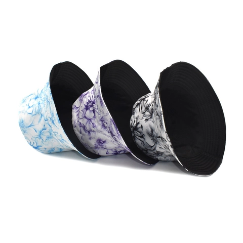 Vissershoed Bloemenprint Omkeerbaar Katoen Polyester Zonbescherming Brede Rand Zomer Outdoor Mode Voor Vrouwen Opvouwbaar