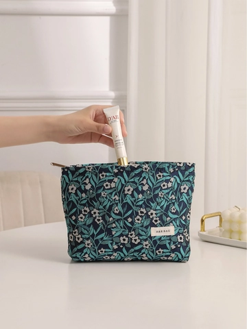 Neceser De Maquillaje Vintage De Lona Jacquard Con Flores Organizador De Cosméticos Portátil Bolsa Con Cremallera Para Viaje