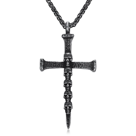 Collana Con Ciondolo Croce Di Teschio Gotico In Acciaio Inossidabile Vintage Gioielli Punk Rock Da Uomo