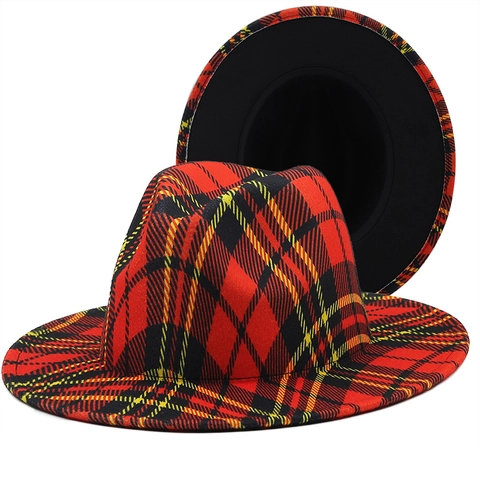 Fedora Hoed Met Brede Rand Jazz Cap Polyester Wolvilt Patroon Luipaard Plaid Graffiti Mode Retro Unisex Streetwear