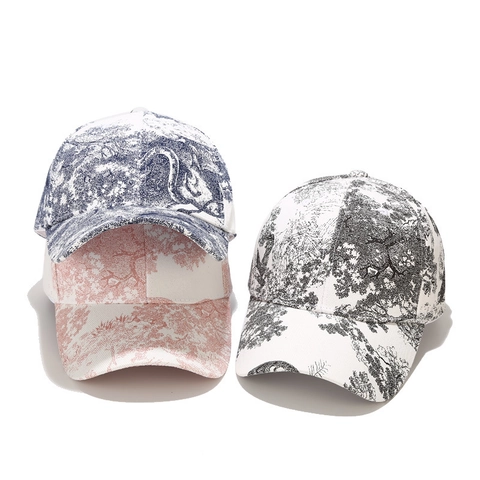 Baseballkappe Vintage Französischer Toile De Jouy Druck Verstellbarer Baumwolle Sonnenhut Outdoor Casual Floral Für Damen Herren