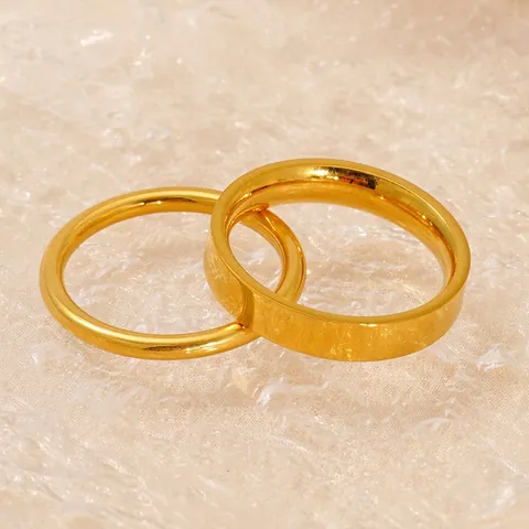 Minimalistische Bandring 18K Verguld Roestvrij Staal Gepolijst Glanzend Mode Sieraden Voor Koppels Dames Heren