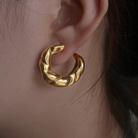 Orecchini a Cerchio in Acciaio Inossidabile Vintage Placcati in Oro 18K Orecchini Geometrici Chunky per Donna Gioielli