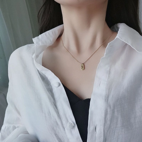 Titanium Steel Pendant Necklace Gold Plated Minimalist Geometric Jewelry For Women Elegant Clavicle Chain Accessories