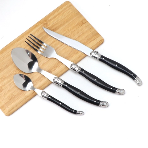 Set Posate In Acciaio Inox Con Manico In Plastica ABS Stile Laguiole Coltello Forchetta Cucchiaio Per Casa E Ristorante