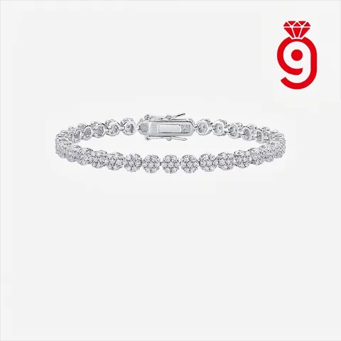 925 Sterling Zilver Moissaniet Bloem Armband Voor Vrouwen Glinsterende Ronde Cluster Schakelarmband Fijne Sieraden Cadeau