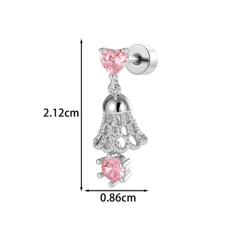 Hart Kant Bel Kraakbeen Piercing Stud Titanium Staal Koper Zirkoon Schroefrug Zoete Kerst Sieraden Voor Vrouwen Meisjes