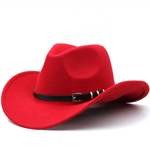 Cappello Da Cowboy Occidentale Feltro Di Lana Tesa Larga Fedora Jazz Cappello Con Cintura In Pelle Fibbia In Metallo Stile Etnico