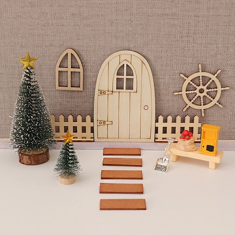 Decorazione Miniatura Per Casa Delle Bambole Di Natale Legno Plastica DIY Micro Paesaggio Accessori Giardino Delle Fate Ornamento