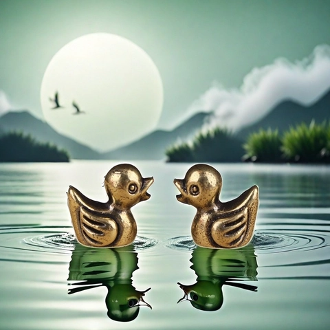 Mini Duck Figurine Vintage Copper Alloy Tea Pet Desktop Ornament Retro Animal Statue Decorative Home Office Car