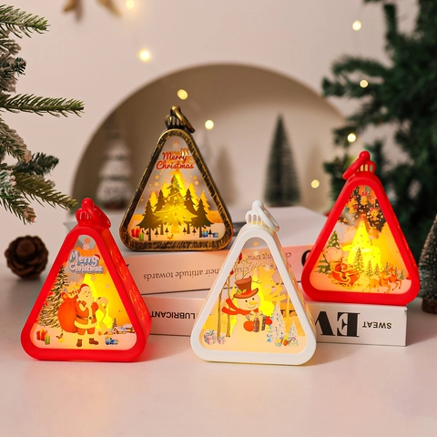 Weihnachts LED Laterne Vintage Handheld Kunststoff Acryl Nachtlicht Warmes Glühen Fenster Desktop Home Dekor Feiertags Ornament