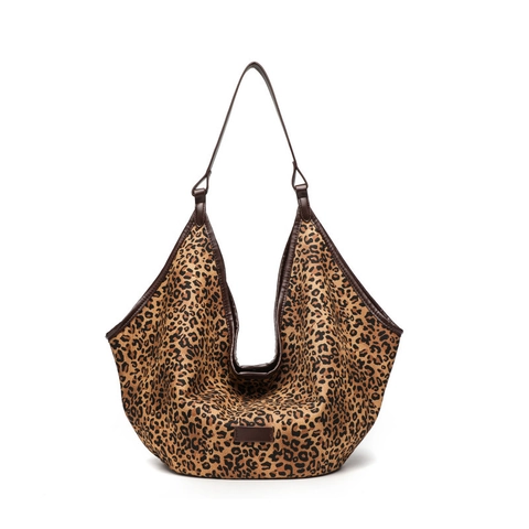 Bolso Tote De Gran Capacidad Con Estampado De Leopardo Lona Ribete Cuero PU Vintage Bolso Hobo De Hombro Para Mujer