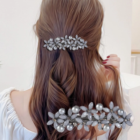 Molletta Per Capelli Fiore Lega Di Zinco Imitazione Perla Artificial Strass Molla Stile Coreano Eleganti Accessori Capelli Donna