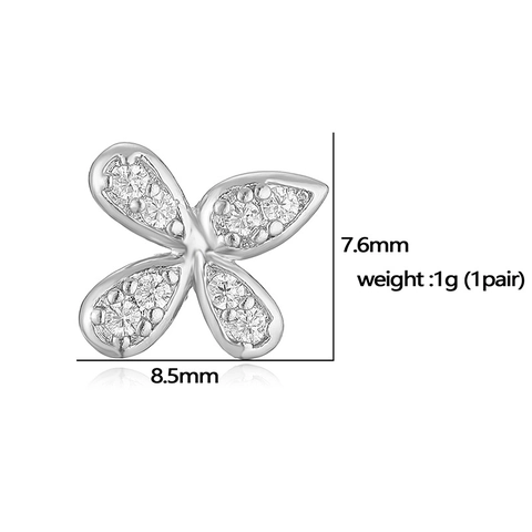 Copper Bowknot Stud Earrings Colorful Zirconia Inlaid Butterfly Geometric Jewelry For Women Light Luxury Fashion Earring