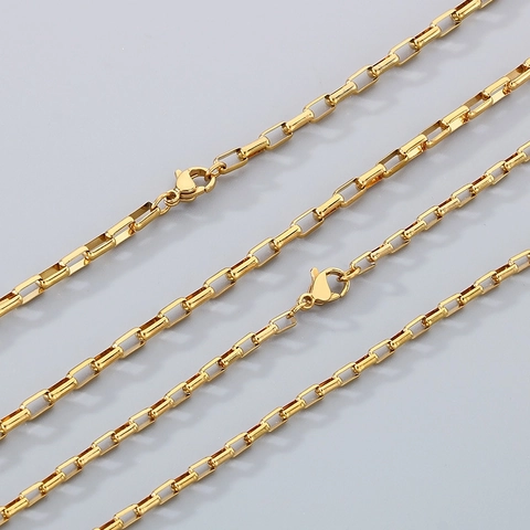 Gioielli Collana E Bracciale Catena Veneziana Minimalista Acciaio Inossidabile 304 Maglie Rettangolari Per Donna