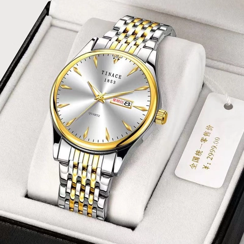 Business Men Wristwatch Stainless Steel Waterproof Luminous Day Date Display Luxury Fashion Analog Quartz Automatic Classic