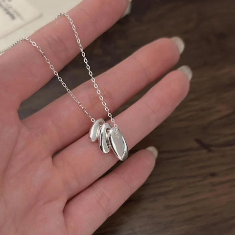 Collar De Plata Esterlina 925 Con Colgantes De Gota Graduados Joyería Estética Pulida Minimalista Para Mujeres