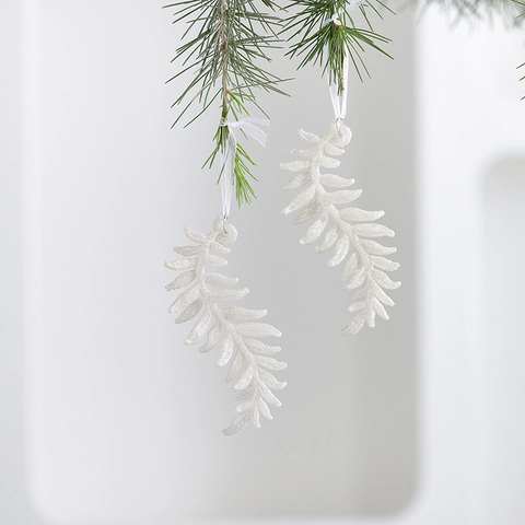 Christmas Ornaments White Champagne Glitter Acrylic Hanging Snowflake Star Musical Instruments Holiday Party Decor