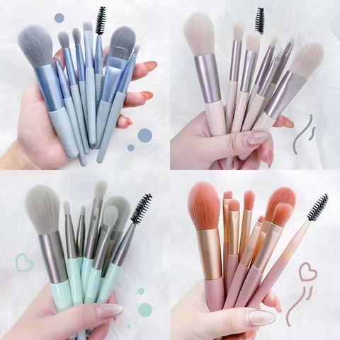 Pennelli Per Trucco Fibra Sintetica Portatile Mini Viaggio Per Principianti Con Custodia Strumento Di Bellezza Viso Occhi