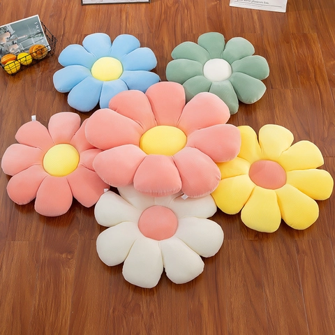 Flower Seat Cushion Daisy Shape Corduroy Plush Decorative Throw Pillow For Office Chair Floor Sofa Tatami
