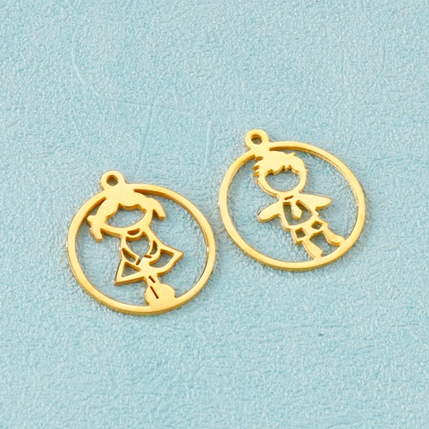 Colgantes De Acero Inoxidable Calados Personaje Niño Niña Diseños Silueta Para Fabricación De Joyas DIY Accesorios Charms