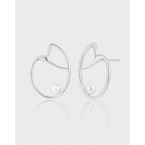 Minimalistische Französische S925 Sterlingsilber Unregelmäßige Herz Ohrstecker Für Damen Elegante Künstliche Perle Schmuck
