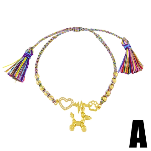 Bohemian Colorful Enamel Bracelets Copper Zircon Heart Animal Shape Adjustable Fashion Jewelry For Women Elegant Gift