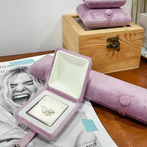 Fluwelen Sieraden Organizer Etui Met Drukknoopsluiting Voor Ring Oorbel Ketting Armband Hanger Cadeauverpakking Draagbaar