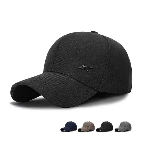 Baseball Cap Men Business Casual Textured Fabric Adjustable Metal Buckle Sun Protection Curved Brim Outdoor Sports Hat