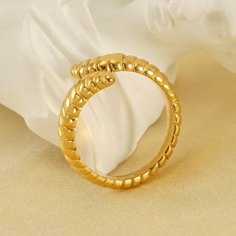 Rups Spiraal Textuur Open Ring Roestvrij Staal 18K Verguld Verstelbaar Vintage Modieus Voor Dames Heren