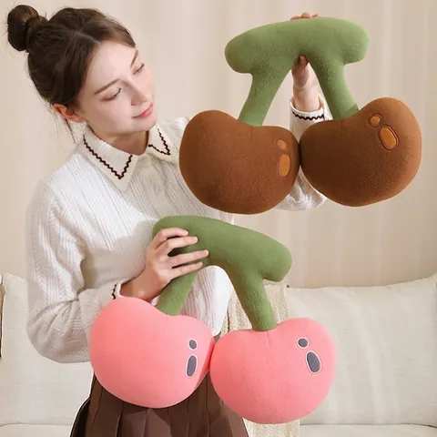 Cartoon Cherry Shaped Plush Pillow Soft Fruit Nap Cushion For Kids Girls Home Decorative Gift