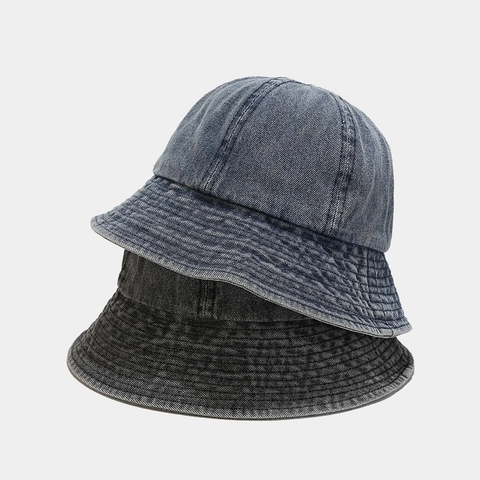 Sombrero De Pescador De Mezclilla Lavada Vintage Retro Casual Protección Solar Para Hombres Y Mujeres Sombrero Plegable Color Sólido