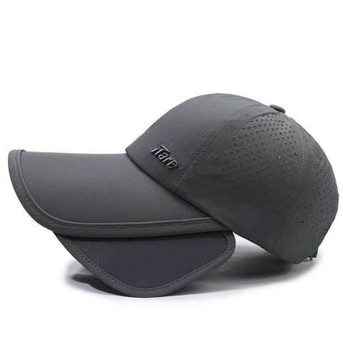 Gorra De Béisbol Con Protección Solar Alas Laterales Retráctiles Transpirable Agujeros Corte Láser Secado Rápido Unisex