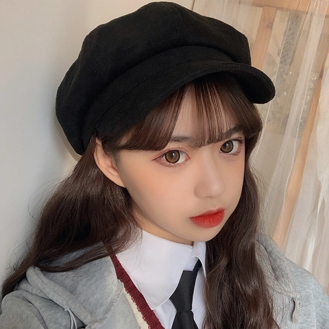 Suede Newsboy Cap Retro Eight Panel Hat Solid Color Autumn Winter Windproof Fashion For Women