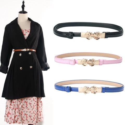 Cinturón Fino De Cuero PU Para Mujer Ajustable Cintura De Moda Para Vestidos Hebilla De Metal Dorado Accesorio Versátil