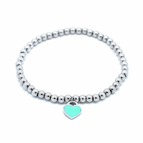 Bracciale Di Perline In Acciaio Inossidabile Ciondolo A Cuore Smalto Gioielli Eleganti Di Moda Per Donne