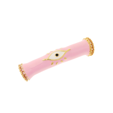 Pendentif Cylindre Œil Maléfique Cuivre Zircon Émail Charme Tubulaire Pour Création De Bijoux DIY Collier Bracelet Mode