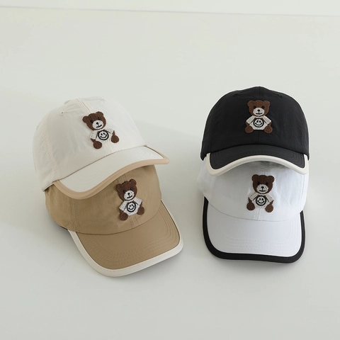 Gorra de Béisbol para Niños Oso Dibujos Animados Secado Rápido Transpirable Sombrero de Sol Bordado Ajustable Deporte al Aire Libre
