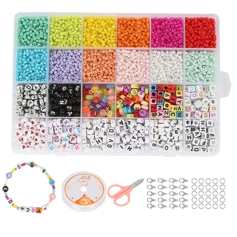 DIY Jewelry Making Kit Multicolor Glass Seed And Acrylic Letter Beads With Tools For Handmade Bracelets Necklaces