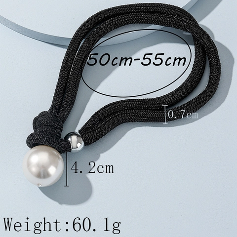 Chunky Statement Choker Necklace Featuring Oversized Faux Artificial Pearl Pendant Double Layer Metal Mesh Braided Rope For Women